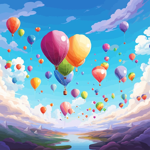 Vetor colorful_balloons_flying_up_vector_illustrated