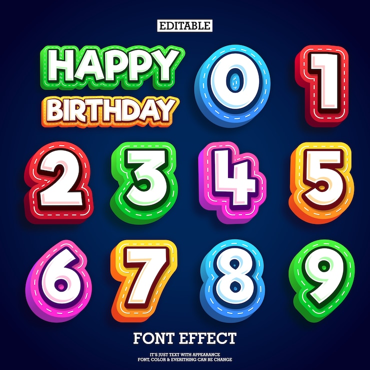 Vetor colorfull crianças alphabeth e número para aniversário e aprendizagem