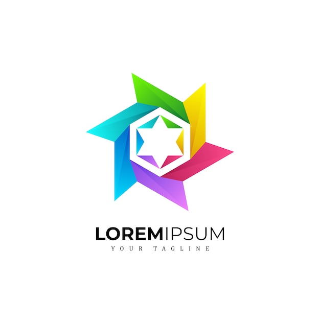 Colorfull pentagram logo premium