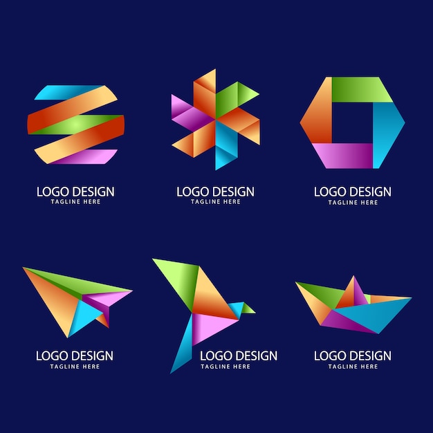 Vetor colorfully origami set logo design