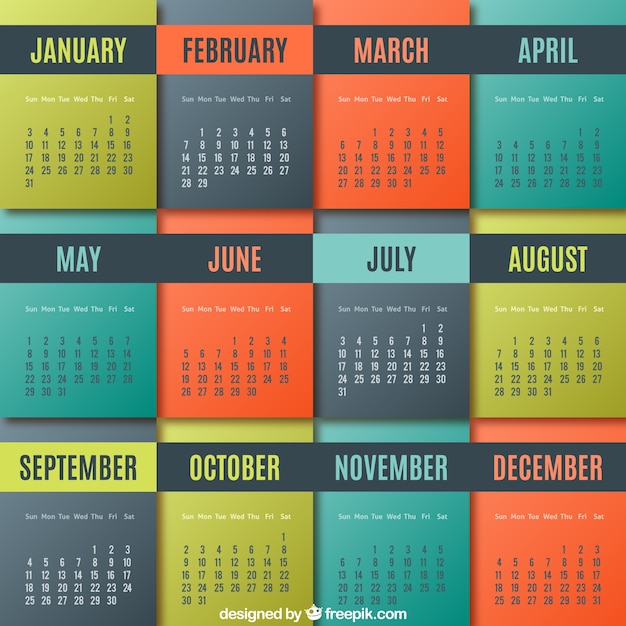 Colorido calendário geométrica