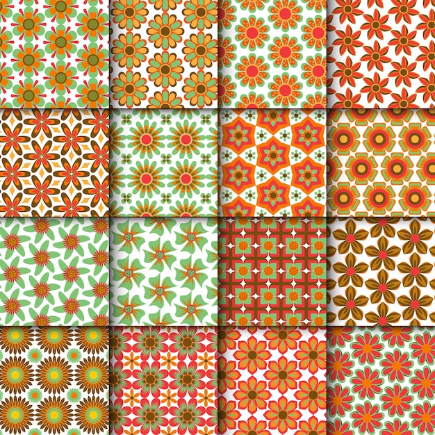 Colorido floral retrô hippie groovy vintage abstrato flor geométrica padrão sem emenda