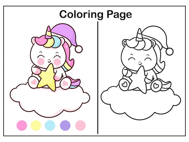 COLORINDO DESENHOS DE UNICORNIO E KAWAII 