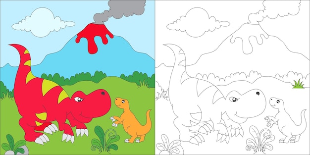 colorir dinossauros e amigo