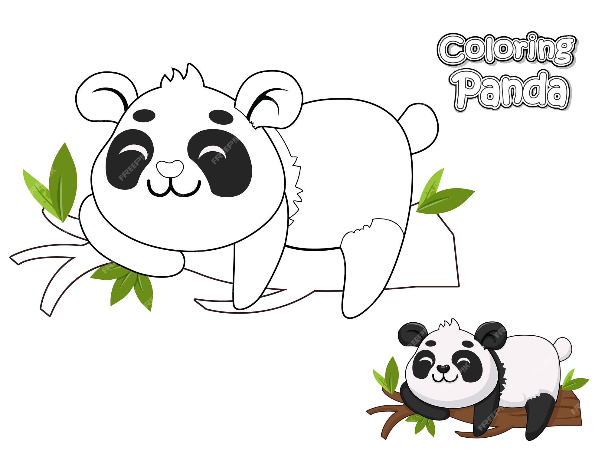 Colorir o jogo educacional panda bonito dos desenhos animados para