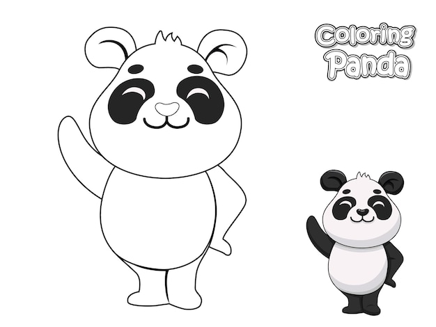 Vetores de Página De Desenhos Animados Urso Panda Para Colorir e