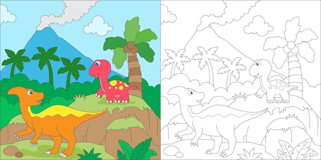 colorir parasauro e amigo