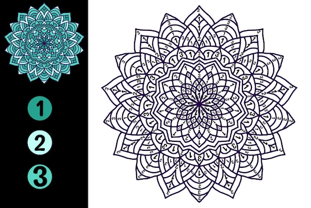 Mandala para Colorir com Números - Desenhos para Colorir para Adultos