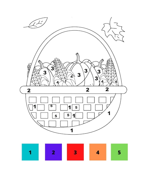 Colorir por número páginas para colorir de ação de graças colorir por número página para crianças