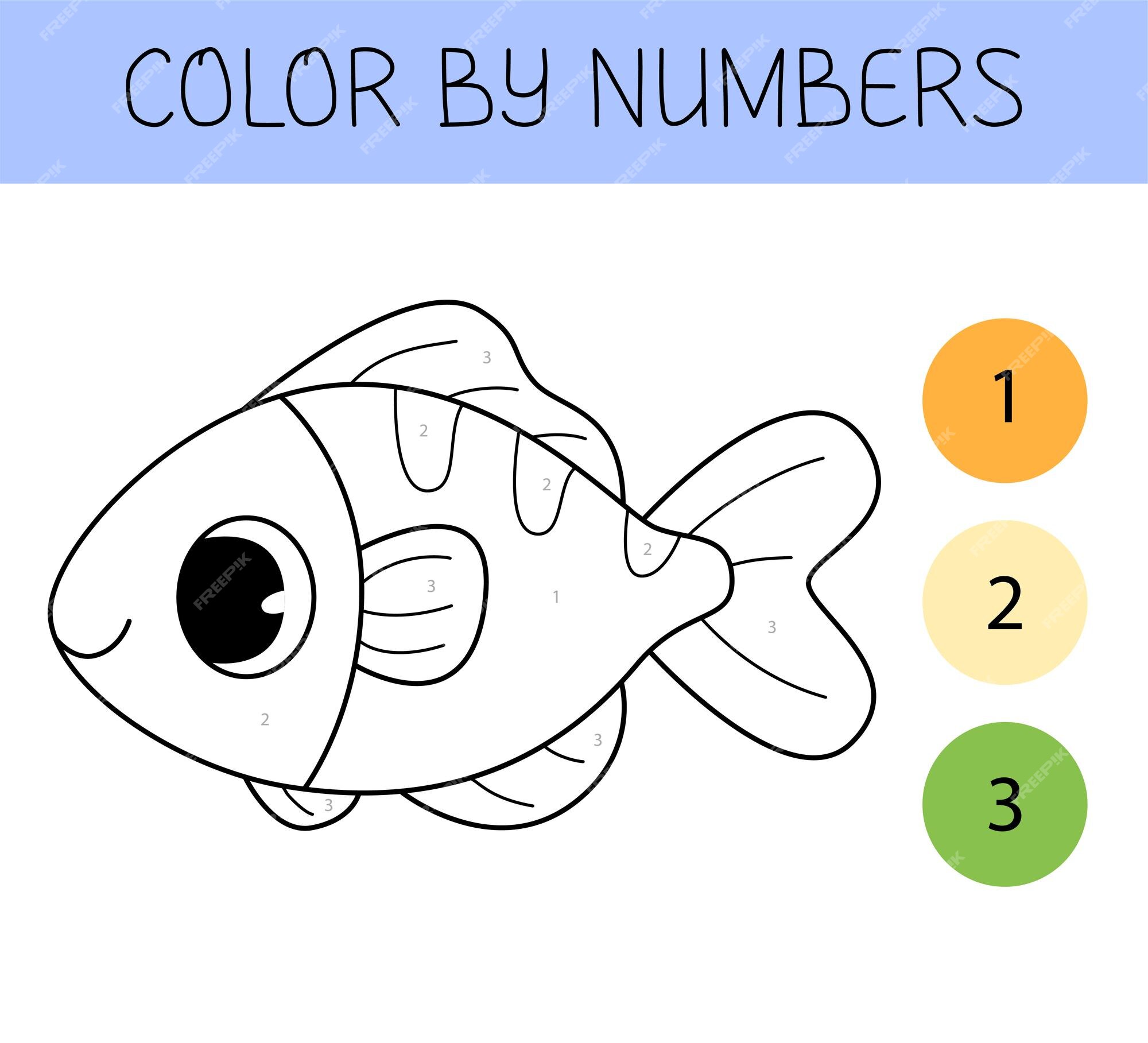 Livro de colorir jogo ponto a ponto com peixes para crianças página para  colorir com peixes de desenho animado conecte os pontos