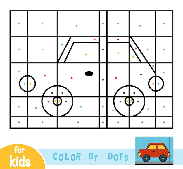Colorir por pontos, jogo educativo para crianças, carro