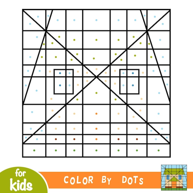 Colorir por pontos, jogo educativo para crianças, casa