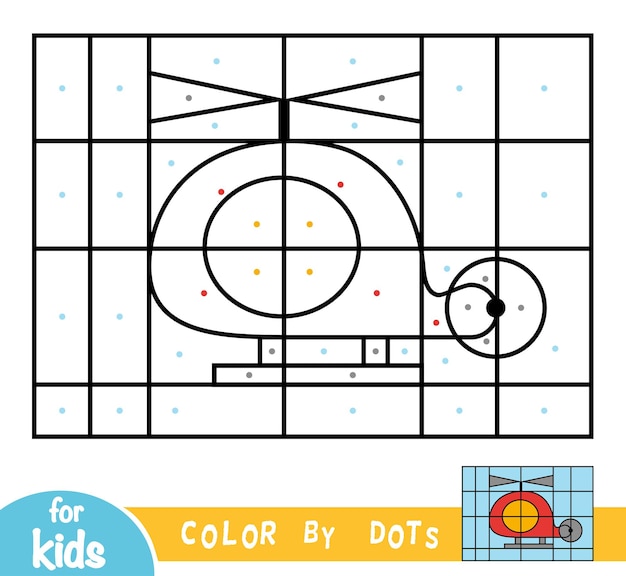 Colorir por pontos, jogo educativo para crianças, helicóptero