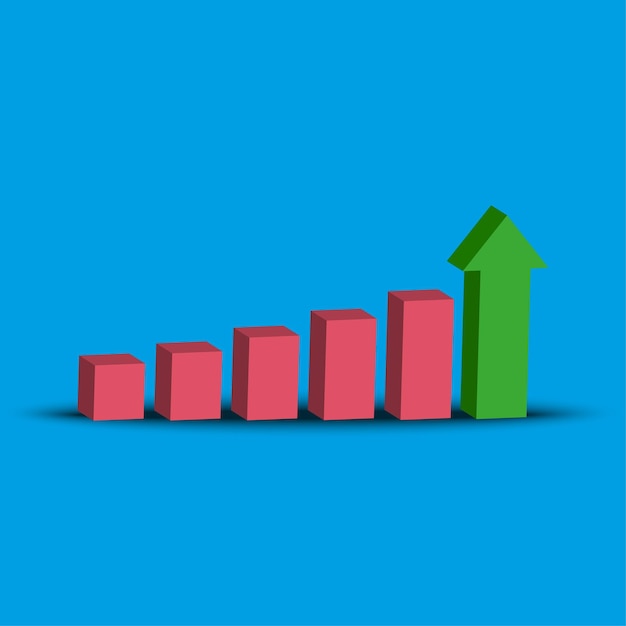 Vetor coluna seta para cima gráfico financeiro do diagrama de estoque de crescimento ilustração vetorial