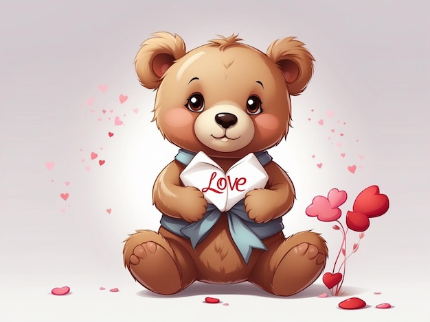 Com a carta de amor de teddy vector