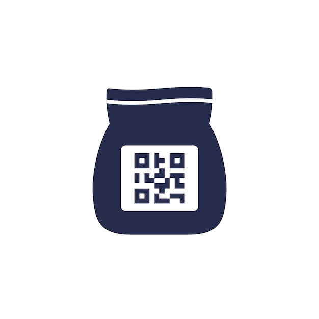 Vetor com ícone de código qr em saco branco