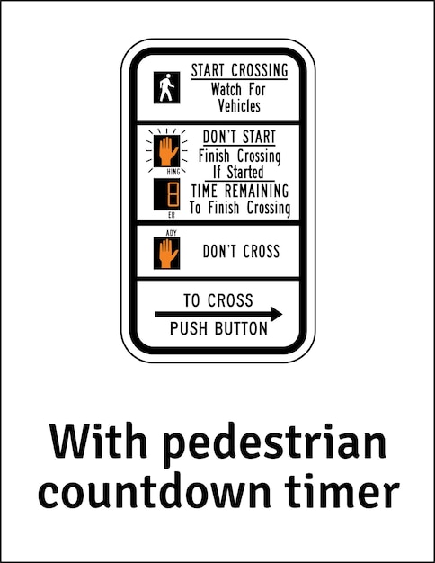 Vetor com temporizador de contagem regressiva para pedestres