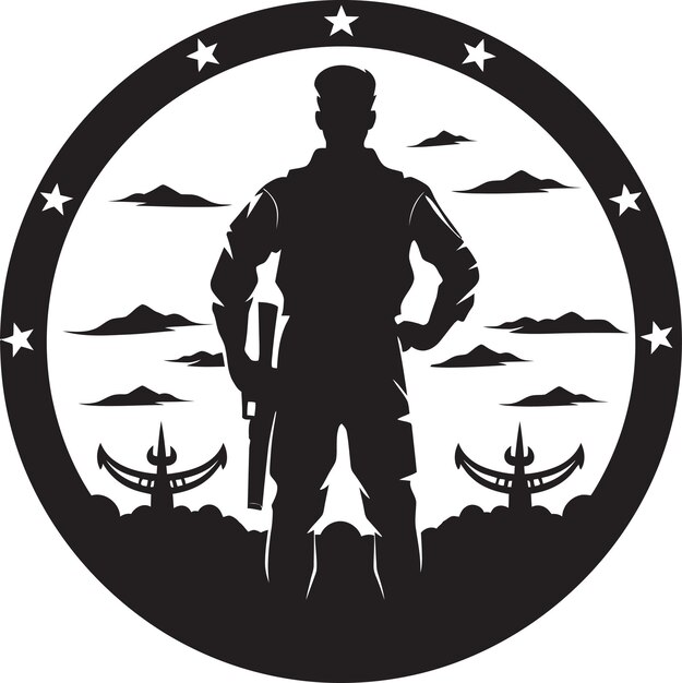 Combat guardian vector soldier emblem defensor táctico ícone do exército negro