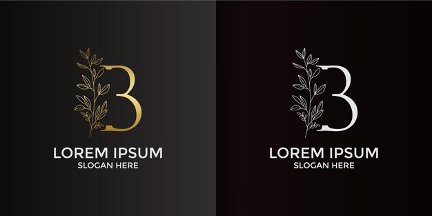 Combinação de logotipo de design letra b com flores