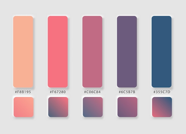 Vetor combinação de paleta de cores vetoriais de diferentes paletas de cores em vetor hexadecimal rgb