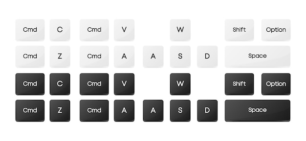 Vetor combinações de teclas do computador conjunto de combinações de teclas ícones do conjunto de comandos botão do teclado do computador