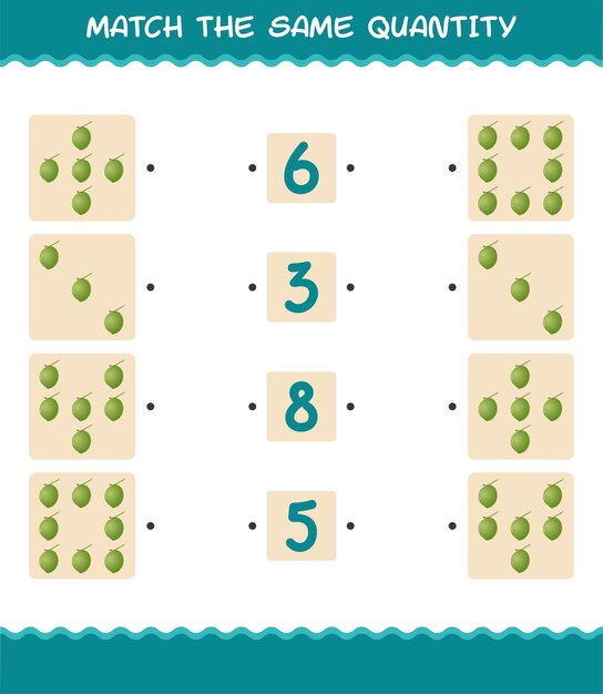 Combine a mesma quantidade de coco. jogo de contagem. jogo educativo para crianças e bebês antes da idade escolar