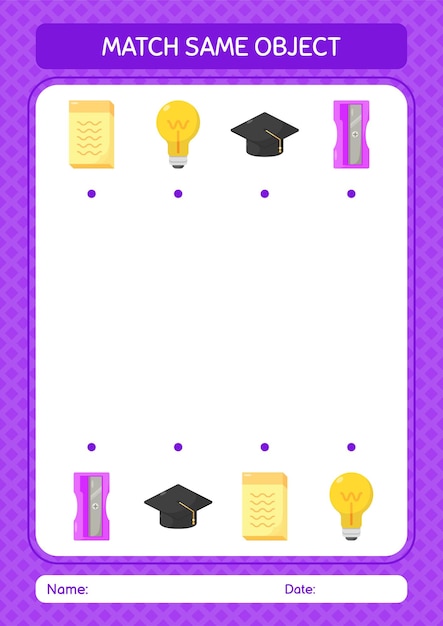 Combine com a mesma planilha de ícones de verão do jogo de objetos para a folha de atividades de crianças pré-escolares