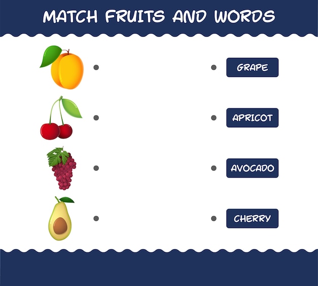 Combine frutas e palavras de desenho animado