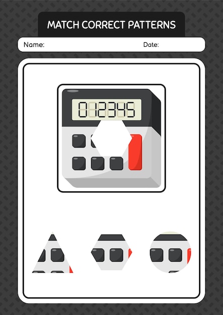 Combine o jogo padrão com a planilha da calculadora para a folha de atividades das crianças pré-escolares