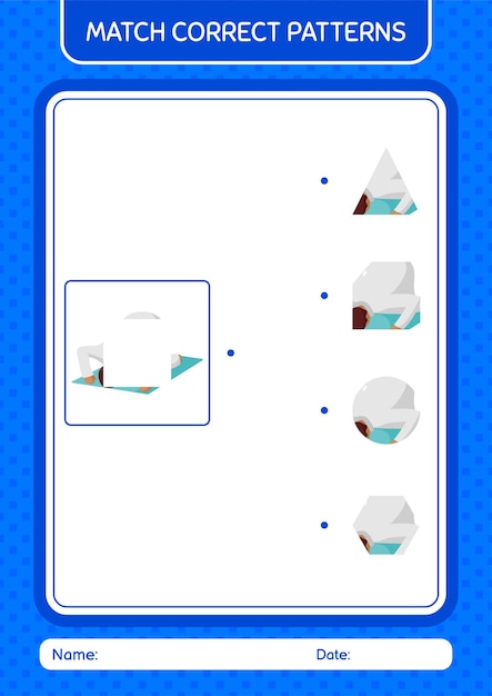 Combine o jogo padrão com a planilha de oração para a folha de atividades para crianças pré-escolares