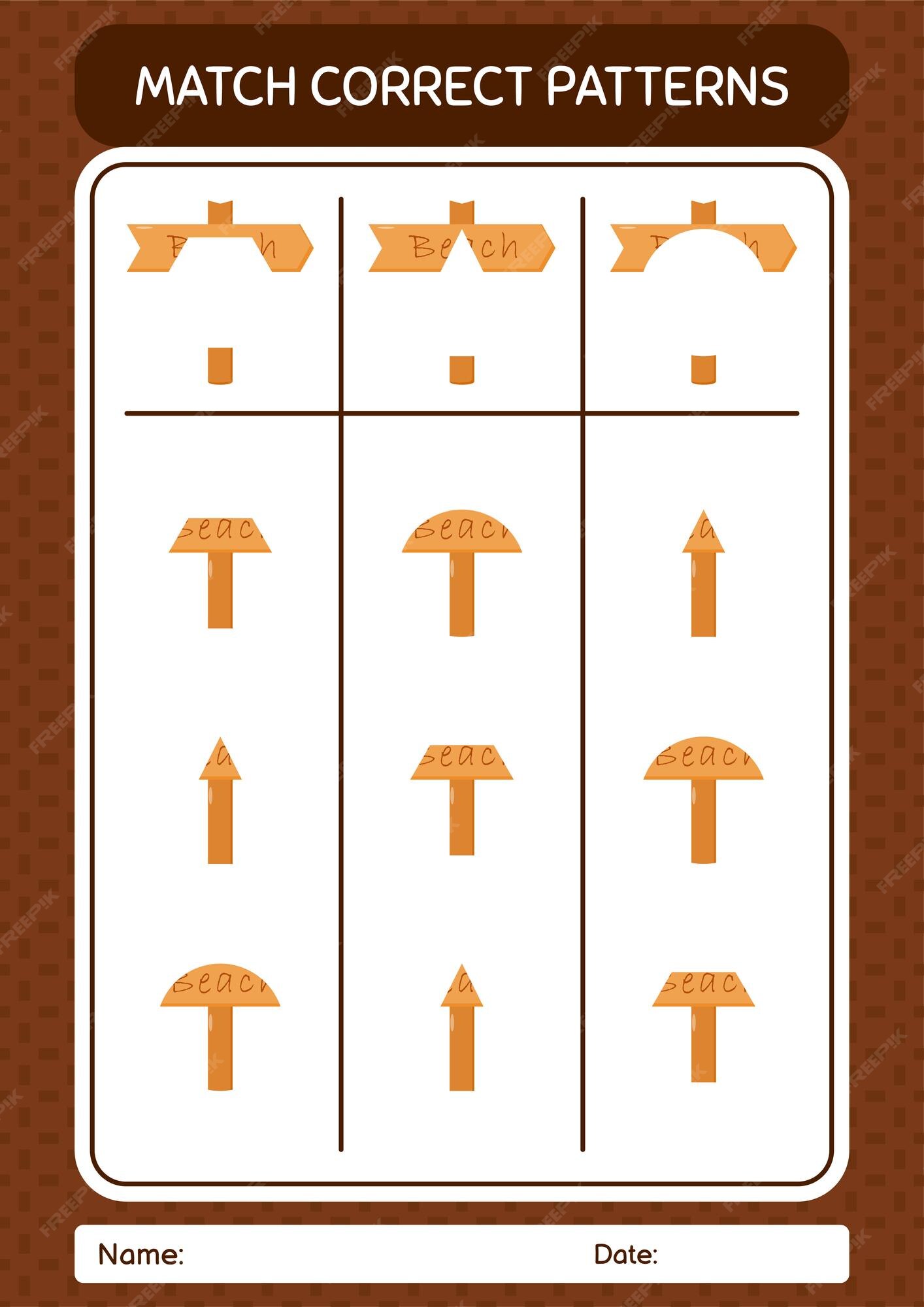 Combine o jogo de padrão com a planilha de paleta de pintura para a folha  de atividades para crianças pré-escolares