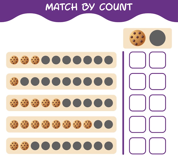 Combine por contagem de cookie de desenho animado. jogo de correspondência e contagem. jogo educativo para crianças e bebês antes da idade escolar