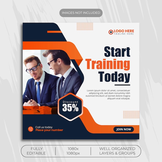 Comece o treinamento hoje Agência de Marketing Digital Design de Mídia Social e Modelo de Banner