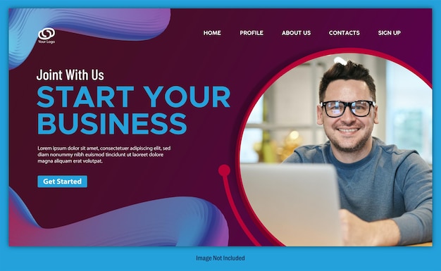 Vetor comece seu modelo de página de destino de negócios ou design de página inicial