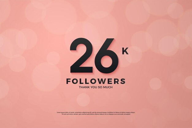 comemoração de 26 mil seguidores com números delicados e fundo rosa.