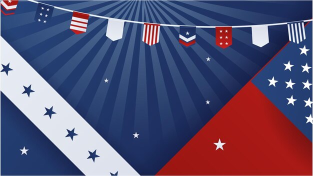 Comemore o fundo de design vermelho e azul americano do Dia da Independência