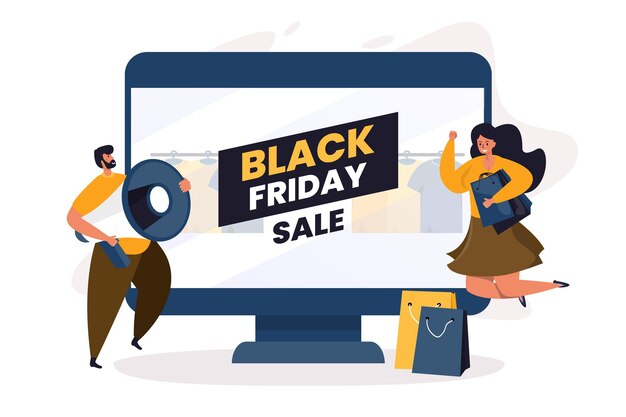 Comércio eletrônico com promoção de venda da black friday