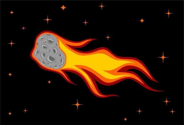 cometa desliza com fogo à noite.