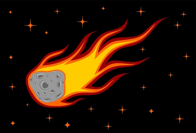 cometa desliza com fogo à noite.