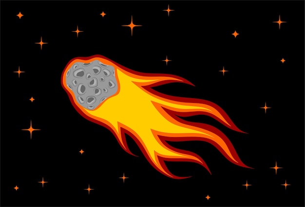cometa desliza com fogo à noite.