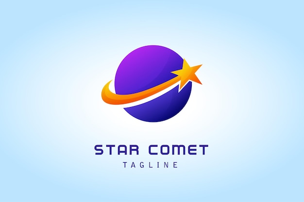 Cometa estrela com logotipo gradiente de planeta círculo para corporação