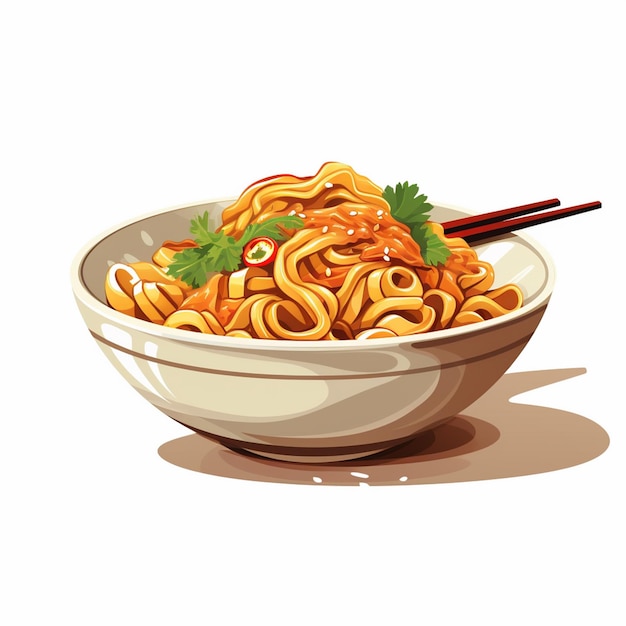 Comida asiática chinesa refeição macarrão ramen cozinhar menu vetorial macarrão design ilustração resta