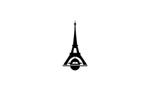 Comida brincalhão da torre eiffel paris ou ícone de design do logotipo do restaurante