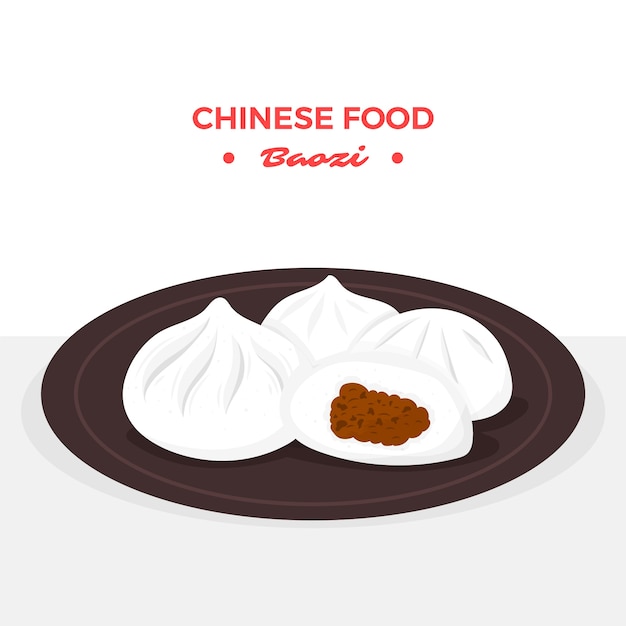 Comida chinesa de design plano desenhado à mão