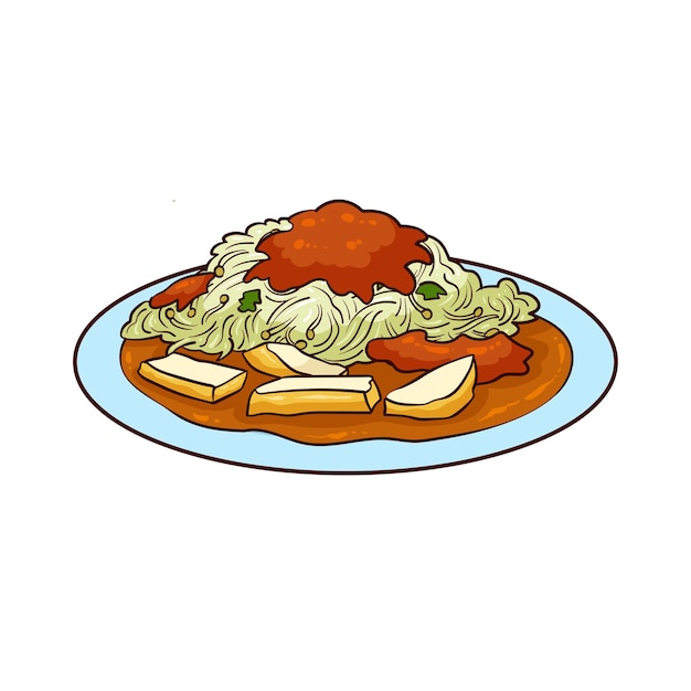 comida de balap lontong desenhada à mão