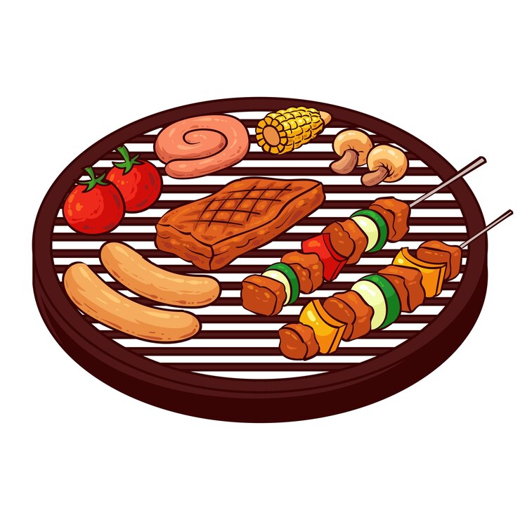 comida de churrasco desenhada de mão 2