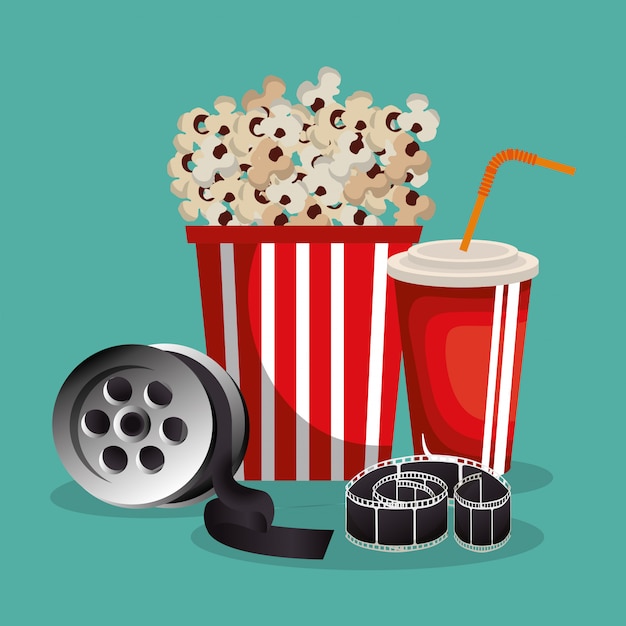 Comida de cinema com ícones de cinema