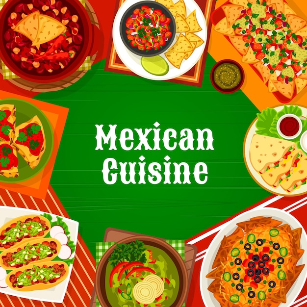 Vetor comida de cozinha mexicana capa de menu de restaurante do méxico