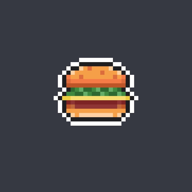 Vetor comida de hambúrguer em estilo pixel art