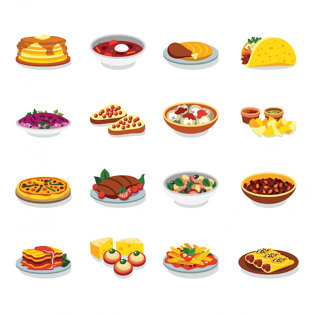 Comida de ícones de design plano